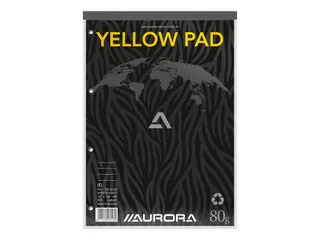 Cursusblok Aurora A4 lijn 4-gaats 160 pagina's 80gr geel - 1