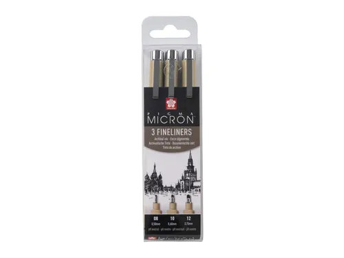 Fineliner Sakura Pigma Micron set à 3 schrijfbreedtes breed zwart