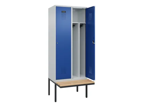 locker met bank,voor scheiding van kleding,HxBxD 2120x800x815mm,2vak