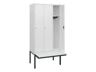 locker met bank,HxBxD 1950x900x815mm,3vak,vak B 300mm,cil.-slot - 2