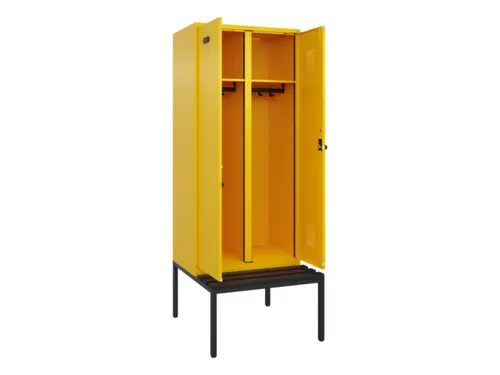 locker met bank,voor scheiding van kleding,HxBxD 2120x800x815mm,2vak