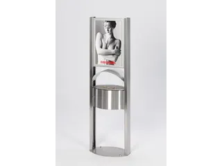 Afvalbak RVS 50 liter HxB 800x480mm binnenbak verzinkt met reclamevlak - 2