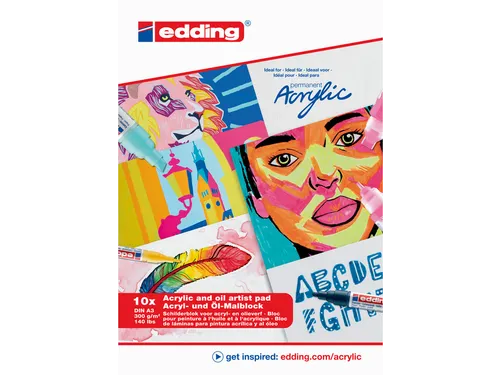 Olie en Acrylblok edding e-30010 A3 10 vel wit