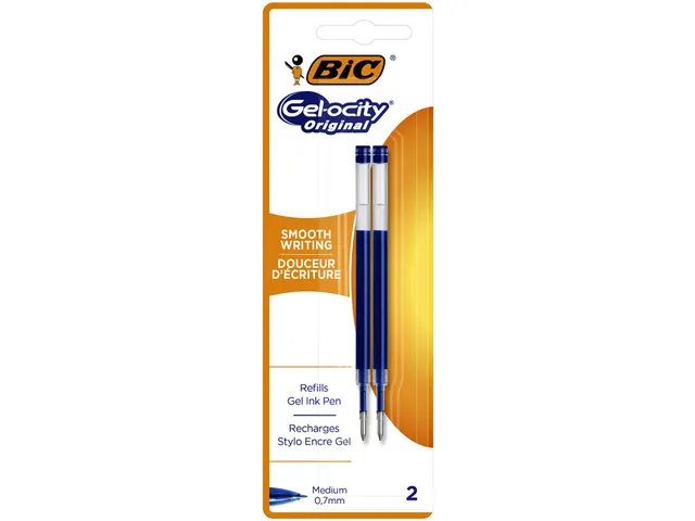 Gelschrijvervulling Bic voor diverse gelpennen M blauw blister à 2st