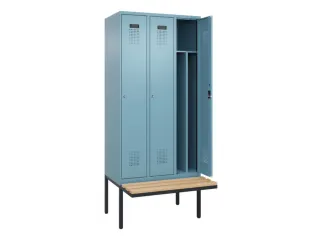 locker met bank,voor scheiding van kleding,HxBxD 2120x900x815mm,3vak - 1