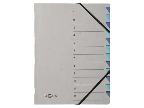 Sorteermap Pagna Easy 12 vaks A4 Grijs/Blauw karton
