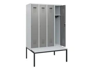 locker met bank,HxBxD 1950x1200x815mm,4vak,vak B 300mm,cilinderslot - 1