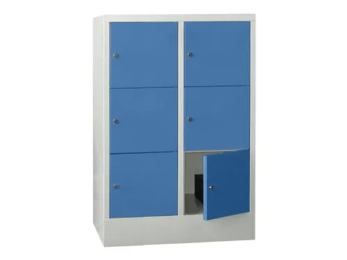 lockerkast,HxBxD 1187x800x500mm,2x3vakken,RAL7035,front RAL5012