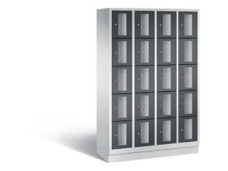 Lockerkast 1800x1190x500mm 4x5 vakken Cilinderslot, Sokkel, RAL7021 - 2