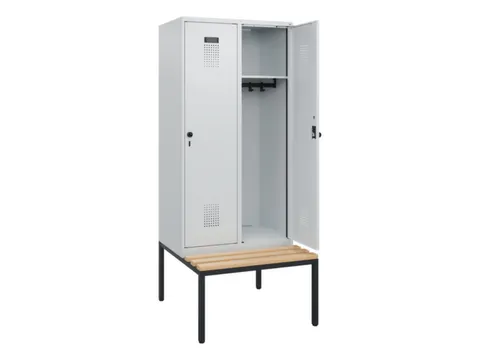 locker met bank,HxBxD 1950x800x815mm,2vak,vak B 400mm,draaigrendel