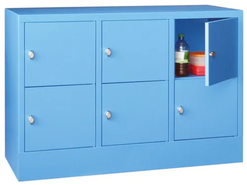 lockerkast,HxBxD 855x1200x500mm,3x2vakken,RAL7035,front RAL5012