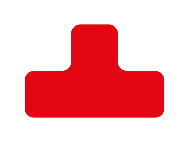 plaksymbool,T-vorm,markering HxB 100x150mm,polycarbonaat,rood