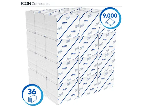 Toiletpapier Scott gevouwen tissue 2-laags 36x250stuks wit 8508