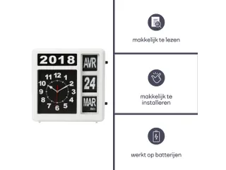 Flipover Wandklok Met Kalender 31x31cm Frans - 8