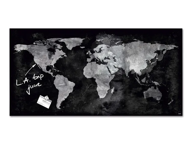 Glasmagneetbord Sigel Artverum 91x46cm Wereldkaart