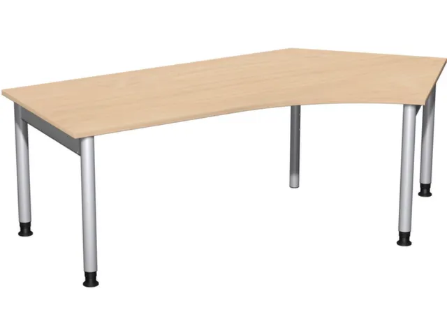Bureau d’angle 680-820x2166x1130mm retour à droite hêtre/argenté