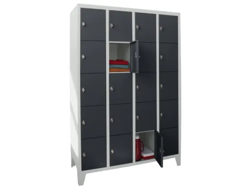 lockerkast,HxBxD 1850x1200x500mm,4x5vakken,RAL7035,front RAL7016