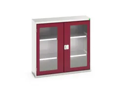 vitrinekast 1000x1050x350mm 2xStalen bodem romp RAL7035 front RAL3004