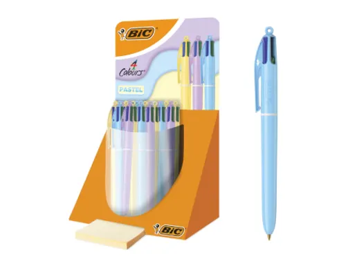 4-Kleuren balpen Bic pastel assorti display à 30 stuks