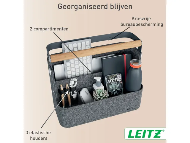 Leitz hangende draagbare bureau organizer met handvat donkergrijs