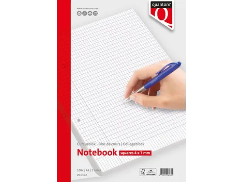 Cursusblok Quantore A4 ruit 4x8 commerciaal met kantlijn