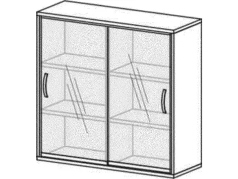 kantoor-schuifdeurkast 1150x1200x430mm houten vloer 3OH glazen deur