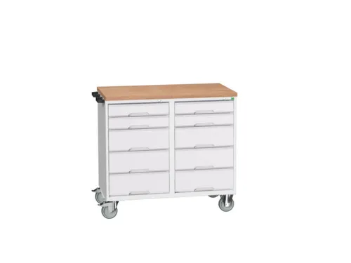 montagetafel 980x1050x600mm multiplexblad 10 laden duwbeugel RAL7035