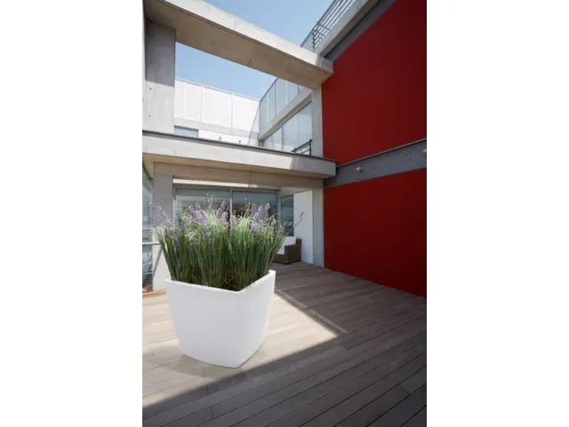 jardinière,trapézoïdal,PE,blanc de sécurité,HxlxP 900x1000x1000mm