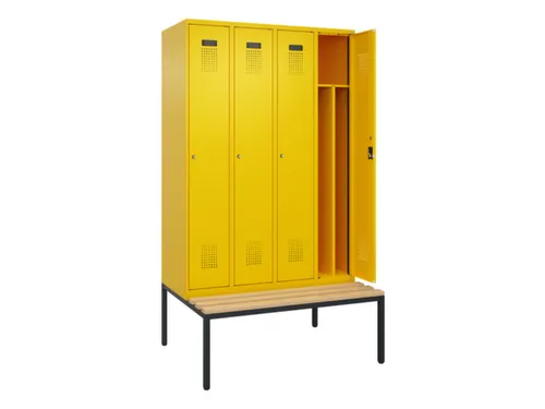locker met bank,voor scheiding van kleding,HxBxD 2120x1200x815mm,4vak