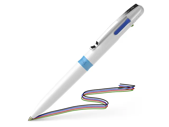Balpen Schneider Take 4 wit/licht blauw