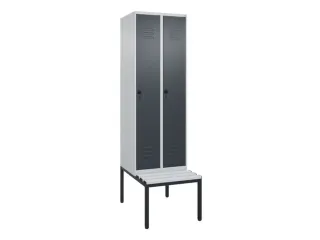 locker met bank,HxBxD 2120x600x815mm,2vak,vak B 300mm,draaigrendel - 1