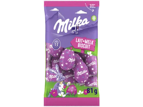 Milka paaseitjes 81g melk biscuit