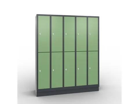 lockerkast draaigrendel 1800x1480x500 5x2vakken RAL7021 front RAL6011