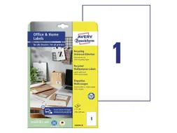 Etiket Avery Zweckform LR3478-10 210x297mm recycled Wit 10 stuks