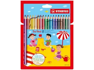Trio thick kleurpotlood etui van 18 stuks assorti - 1