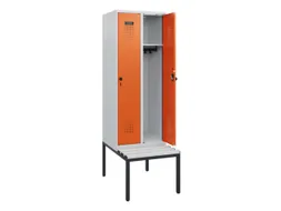 locker met bank,HxBxD 1950x600x815mm,2vak,vak B 300mm,draaigrendel