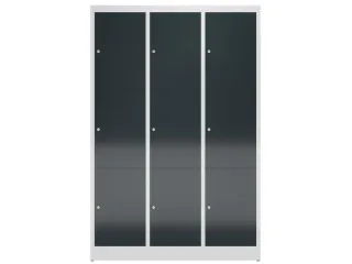 Lockerkast 1800x1185x500mm 3x3 vakken cilinderslot, sokkel, RAL7016 - 2