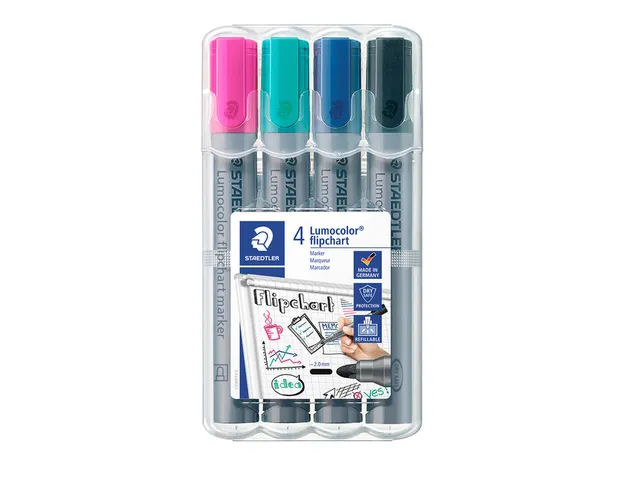 Viltstift Staedtler 356 voor flipover rond 2mm set à 4 stuks assorti