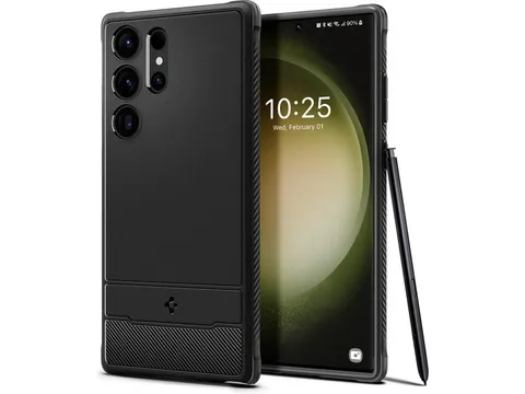 Spigen Rugged Armor Samsung Galaxy S23 Ultra Hoesje Back Cover Zwart