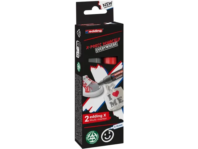 Edding 6900 X multi marker set grijs/rood 2 stuks
