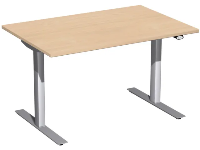 Av. régl. él. hauteur bureau assis/debout,finition hêtre