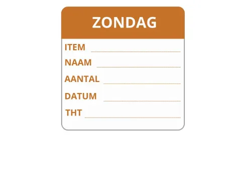 LabelLORD PL Dagetiket Zondag 50x50mm Bruin Flushlabel 250 stuks