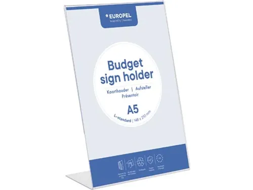 Kaarthouder A5 Glashelder Polystyreen L-Stand
