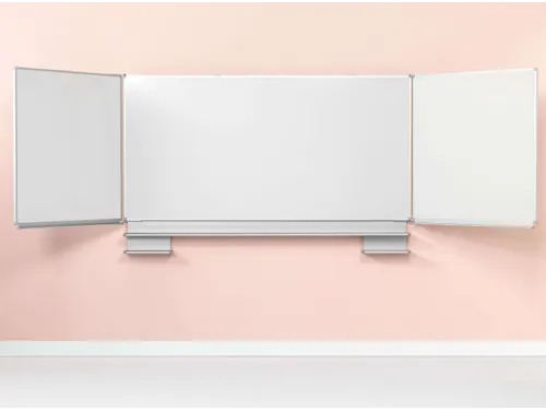 Schoolbord Vijfvlaksbord 100x200cm Schuifmechaniek Wit Emaille