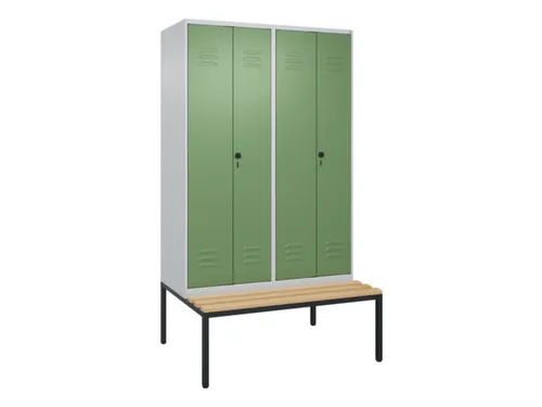 PBM-locker met bank,HxBxD 2120x1200x815mm,4vak,vak B 300mm