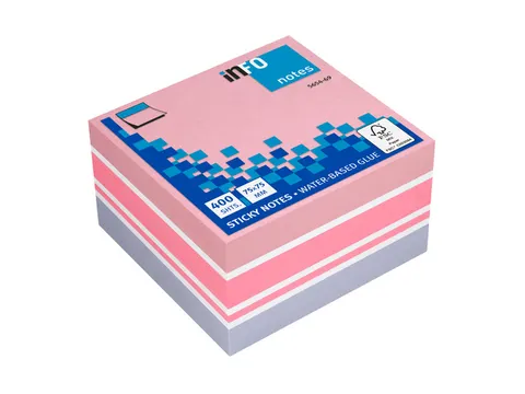 Bloc cube Info Notes 75x75mm mix 400 feuillets
