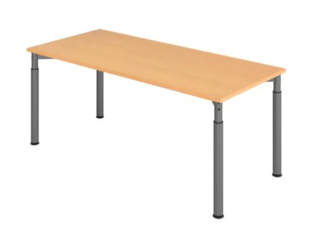 bureau,HxBxD 680-820x1800x800mm,blad beuken,4voeten grafiet,ronde buis