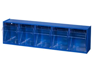 Assortimentsbak Hxbxd 165x600x135mm 5bakken Polystyreen Blauw - 1