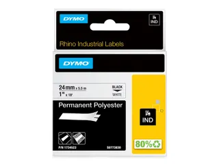 Labeltape Rhino 1734523 Polyester 24mmx5.5m Zwart Op Wit - 3