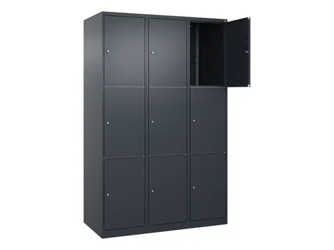 lockerkast,HxBxD 1850x1200x500mm,3x3vakken,vak B 400mm,cil.-slot